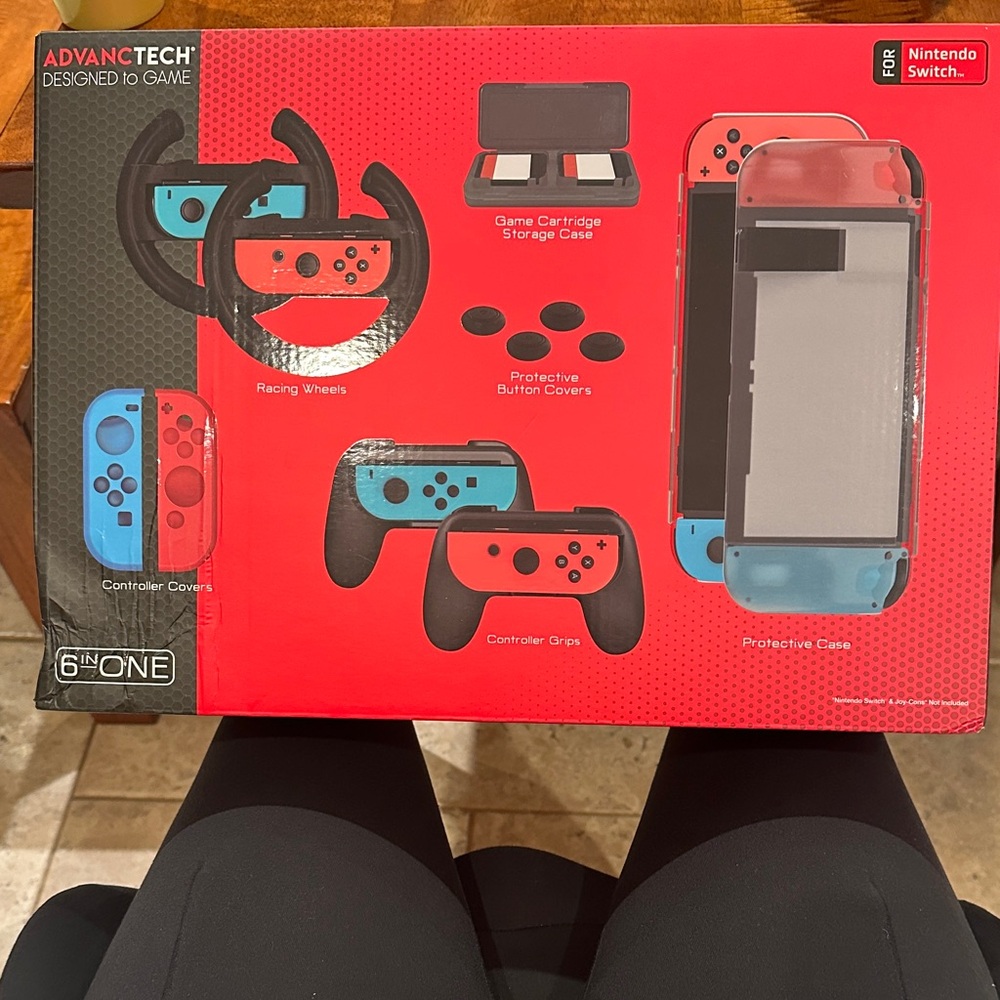 Advanctech Nintendo Switch Accessory Kit - Red and Blue NIB